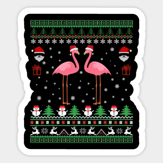 ugly christmas sweater - Flamingo ugly christmas sweater Sticker by Bagshaw Gravity